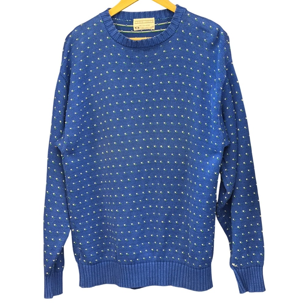 Vintage 90's Lord Jeff Sweater Blue Cotton Knit Grandpacore Preppy Ivy League